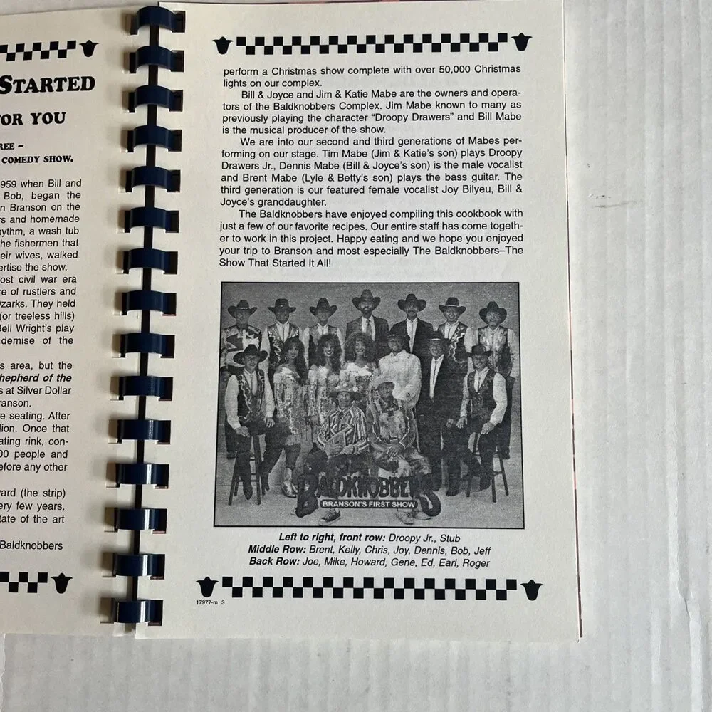 Country Goodness Baldknobbers Cook For You Cookbook 1996 Recipes Helpful Hints